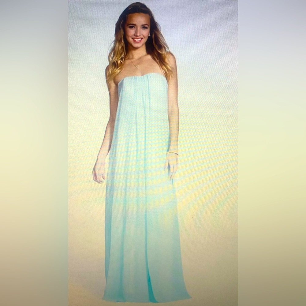 Erin Fetherston Soft Green "Daria" Ombré Chiffon Flowy Strapless Dress NWOT sz 8